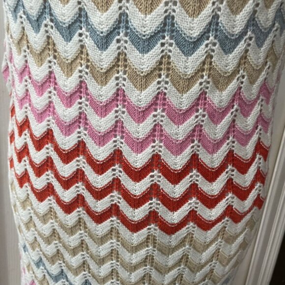 EMBELISHED CROCHET KNITTED BODYCON DRESS CAMILLE MULTICOLOR STRIPES Sz M TRENDY - Picture 8 of 16